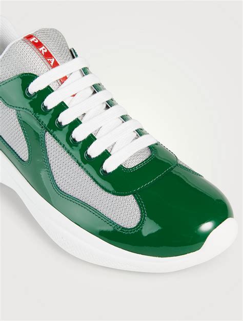 prada america's cup patent leather & technical fabric sneakers|Prada America's Cup patent sneakers.